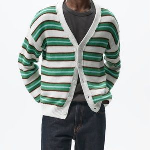 Zara Structured Striped Cardigan